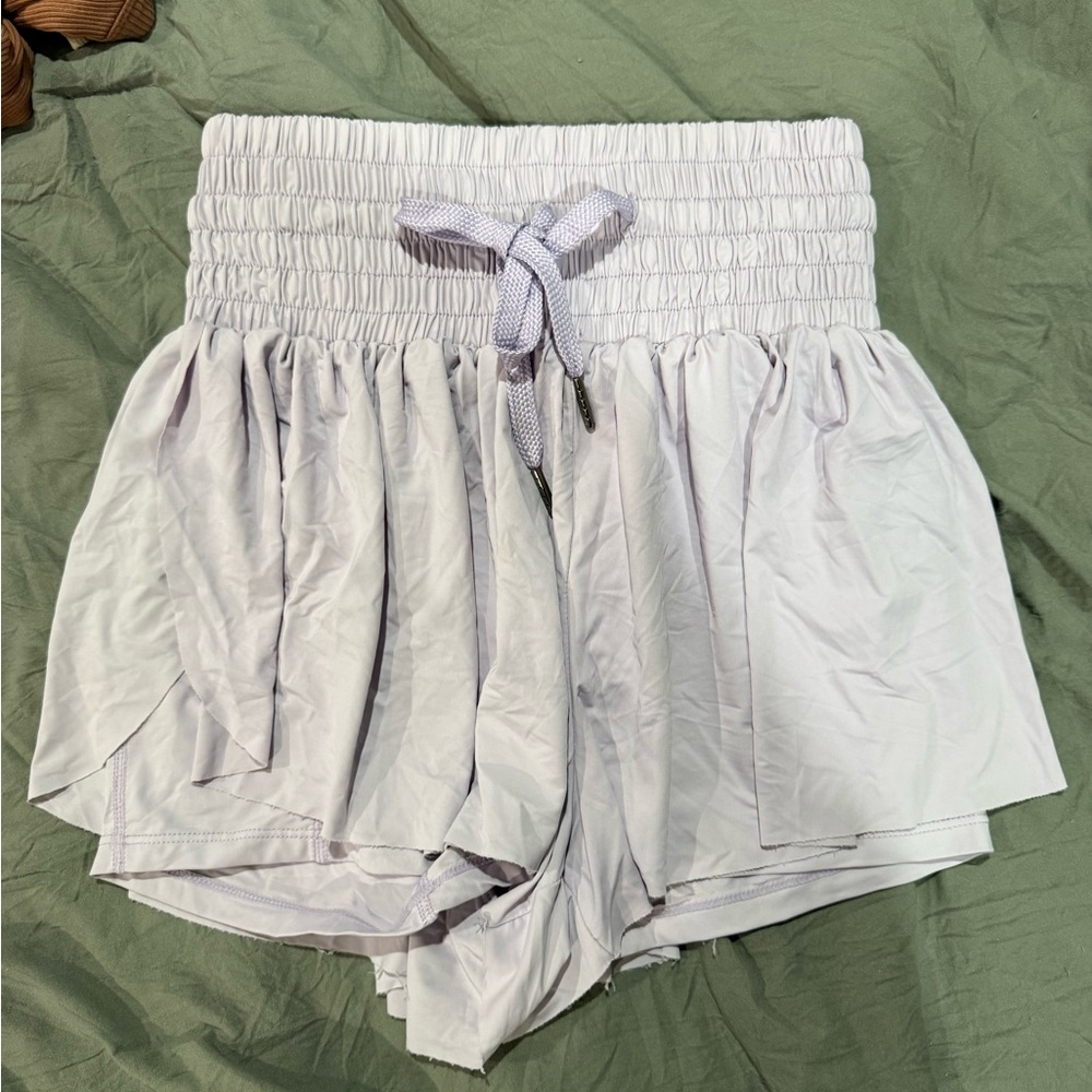 Smocked High-Waist Drawstring Women’s Shorts - Light Lavender
